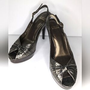 Stuart Weitzman Sable Antique Viper Karnival Slingback Heeled Sandal Size 7.5